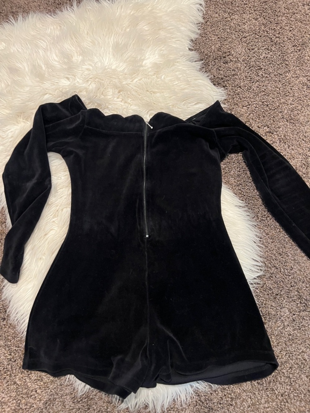 Energie Black Off-Shoulder Velvet Romper